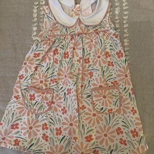 Floral Kids Casual Dress - Pink and Green